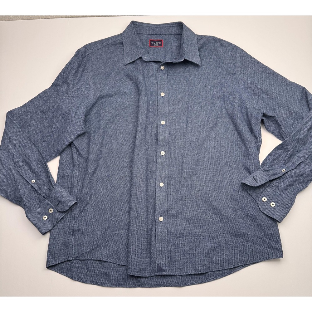 UNTUCKit Veneto WF Blue Shirt Mens 2XL Wrinkle Free Long Sleeve Button Up 40250